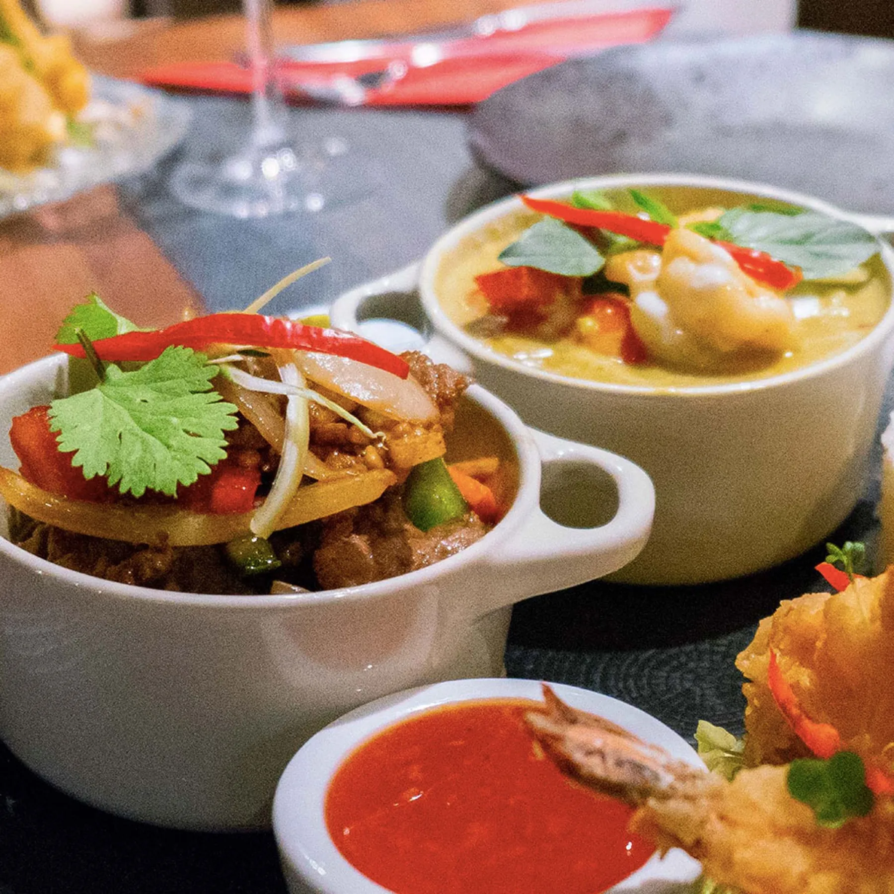 Thai curries served in pots